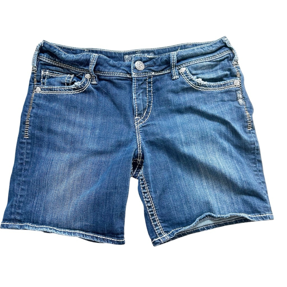 Silver Jeans Bermuda Shorts Size 30 Blue Denim Thick Stitching Summer Vacation